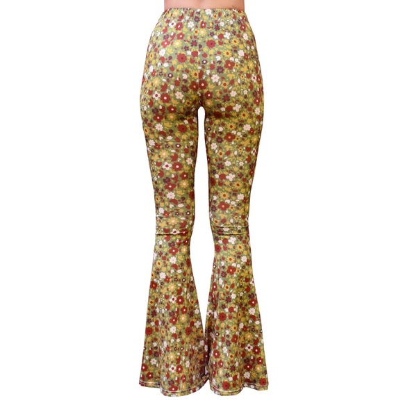 Bell bottom pants - olive floral - Picture 5 of 10
